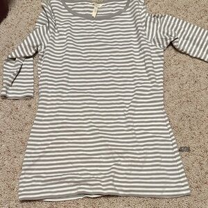 Matilda Jane Gray and White Striped 3/4 Sleeve Top